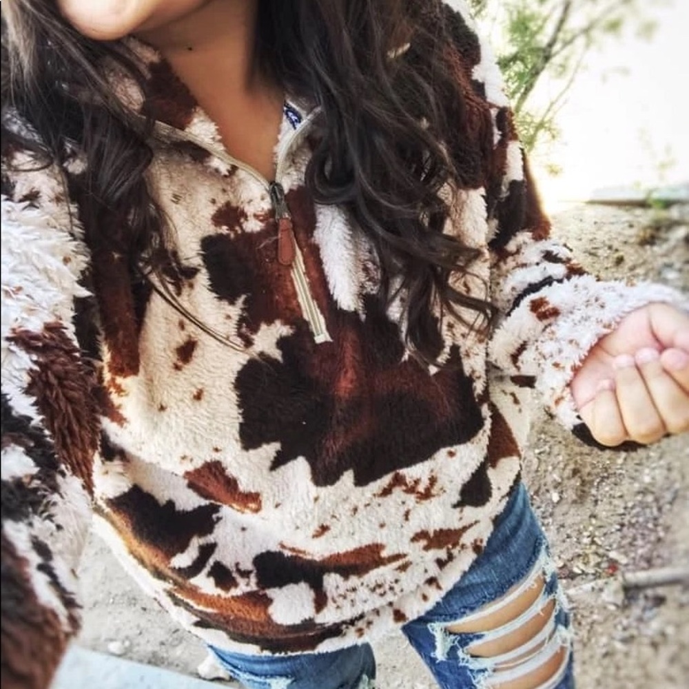 Cow Print Sherpa